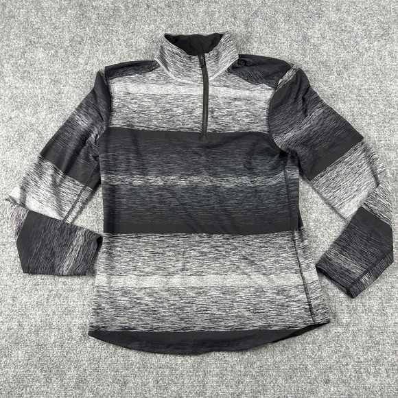 lululemon athletica Other - Lululemon Sweater Mens Medium Gray Black Striped Half Zip Pullover Athletic
